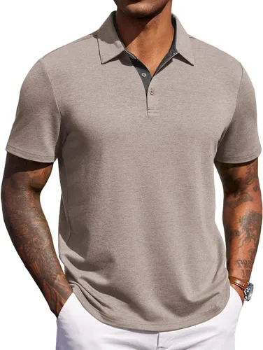 Vista 13 de COOFANDY Camisas polo de manga corta para hombre, estilo casual, de verano, cuello clásico, para golf
