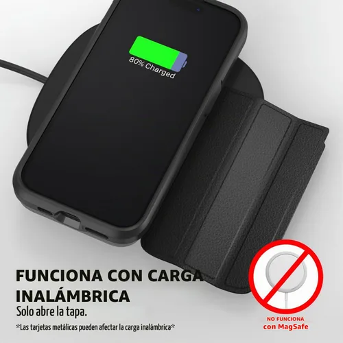 Vista 9 de VENA vCommute - Funda tipo cartera para iPhone 15, [protección contra caídas de grado militar] Funda de cuero con ranura para tarjetas con soporte