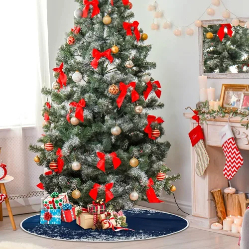 Vista 4 de ATTX Falda de Árbol de Nieve Azul Invernal con Copos de Nieve para Decoración del Hogar, Falda Grande Redonda para Árbol de 35.4 Pulgadas