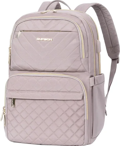 Vista 9 de EMPSIGN Mochila Bolso para Laptop para Mujeres y Hombres con Puerto de Carga USB, Mochila de Viaje Resistente al Agua Acolchada de 15.6 Pulgadas