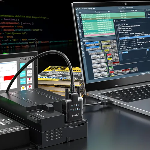 Vista 7 de Adaptador USB a RS232, 9 LED de estado, puerto serie DB9