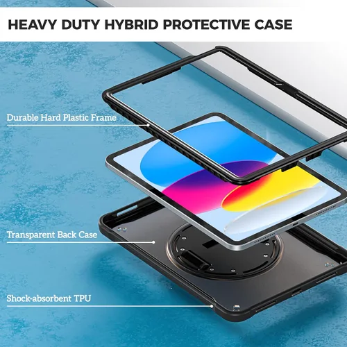Vista 6 de ProCase Funda para iPad de 11ª generación A16 2025/iPad de 10.9 pulgadas 2022, resistente a prueba de golpes con correa de mano, protección