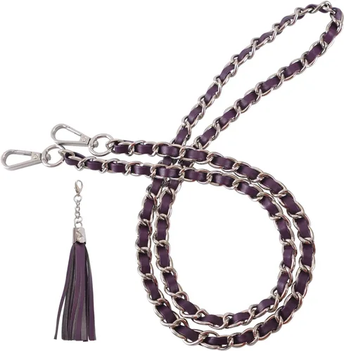 Vista 8 de VanEnjoy Correa de cadena para bolso con borla, piel de microfibra, repuesto para correas de hombro para bolso de 47 pulgadas Negro