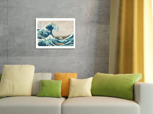 Vista 4 de Katsushika Hokusai c.1830s - The Great Wave off Kanagawa - Mount Fuji - Cartel de madera vintage de 8 x 12 pulgadas