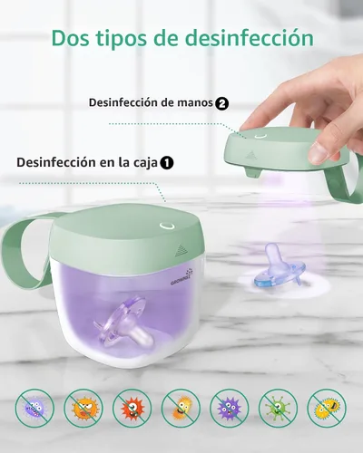 Vista 4 de GROWNSY Desinfectante de Chupones Portátil, Desinfectante de Luz UV Para Llevar, Estuche Desinfectante con Carga USB, Mini Desinfectante de Chupones