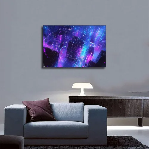 Vista 5 de XAHOR Retro-Futuristic Cyberpunk Wall Poster – Neon Urban Subculture Art Print – Moody Home Decor Canvas Wall Art Print Poster For Home School
