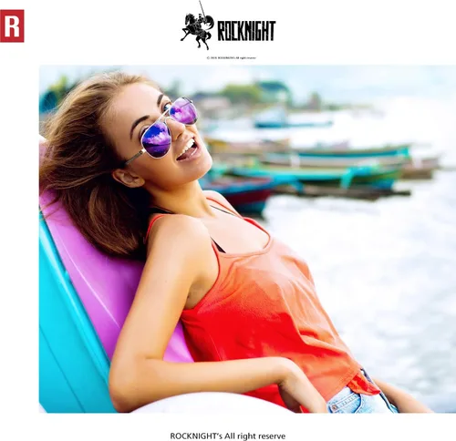 Vista 3 de ROCKNIGHT Lentes de sol polarizados estilo aviador para hombres y mujeres, lentes de sol con parte superior plana de metal, ligeras
