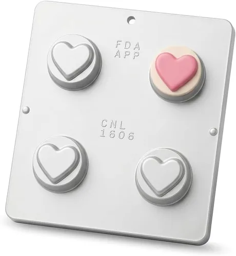 Vista 3 de Plain Heart Oreo Cookie Chocolate Candy Mold 1606-4 cavidades