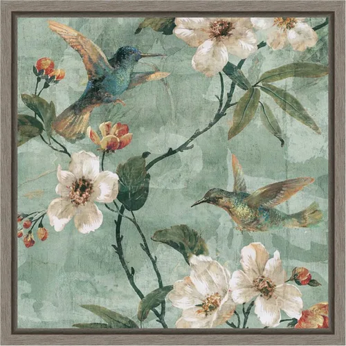Vista 18 de Amanti Art Lienzo enmarcado para pared, 16 x 16 pulgadas, diseño floral de pájaros de una pluma II por Renee Campbell, lienzo enmarcado para pared