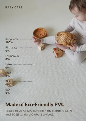 Vista 3 de Baby Care - Alfombra de juego (grande, diseño de Hygge, Aztec & Arbor) de 82 x 55 pulgadas, original de una pieza, reversible, enrollable