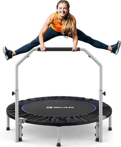 Vista 10 de BCAN SP2 - Mini trampolín plegable de 40/48 pulgadas, carga máxima de 330 libras/440 libras, rebote de fitness con mango de espuma ajustable