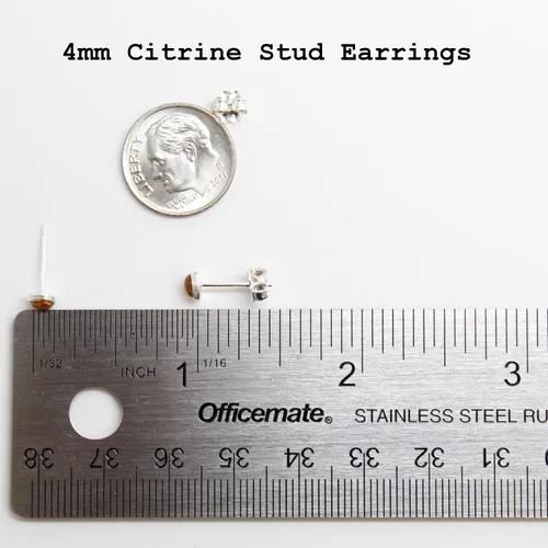 Vista 9 de Aretes de tuerca con piedras preciosas para mujeres y niñas, bisel redondo de 0.157 in de plata esterlina 925