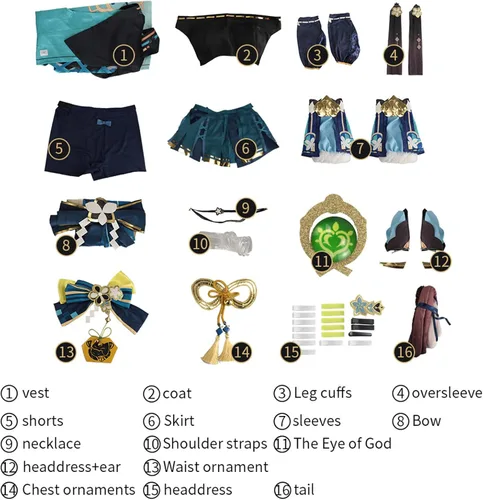 Vista 6 de Kirara Cosplay Game Costume Ear Tail Full Set Game Women Gilrs Helloween Party