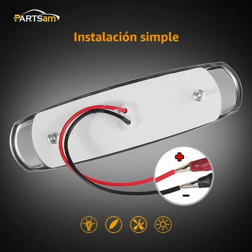 Vista 4 de Partsam 10 Uds. 6.2 "ámbar 12LED Laterales Luces de Liquidación con Bisel de Acero Inoxidable Reemplazo para Semi Camiones Peterbilt Kenworth
