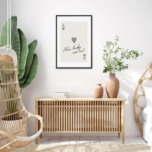 Vista 3 de Arte de pared moderno Ace of Hearts How Lucky Are We Poster Retro Funky Estético Lienzo Impresiones Verde Salvia Carteles Póster Femenino Coqueta