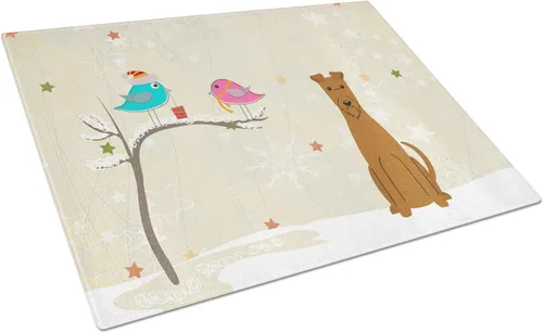 Vista 44 de Caroline's Treasures BB2513LCB - Tabla de cortar de vidrio con texto en inglés "Christmas Presents between Friends" Airedale Terrier - Tabla