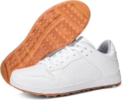 Vista 2 de AOLEXWU Zapatos de golf sin pinchos para hombre, zapatos de golf profesionales, cómodos, antideslizantes, zapatos de golf para hombre