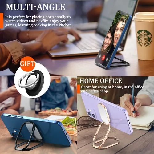 Vista 4 de Soporte para anillo de teléfono, soporte de dedo con rotación de 360°, agarre trasero para teléfono celular, soporte plegable para teléfono celular
