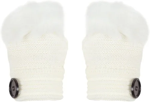 Vista 2 de Olinase Guantes de punto sin dedos para mujer de piel sintética elásticos para invierno cálidos
