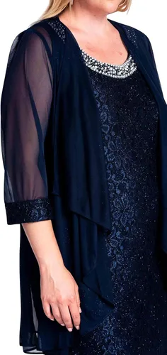 Vista 4 de R&M Richards Vestido corto de encaje para madre de la novia con chaqueta para mujer