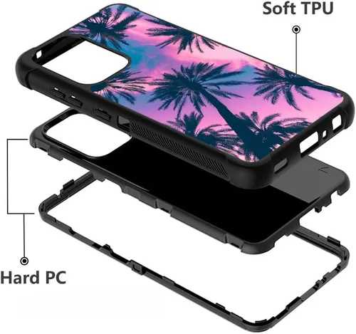 Vista 4 de Funda protectora híbrida para Samsung Galaxy A52 (4G/5G) de 6.5 pulgadas, palmera