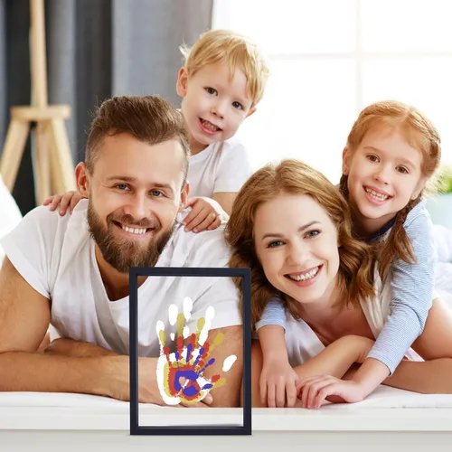 Vista 7 de CHERRY CHEERS Kit de huellas de manos familiares, marco de madera de recuerdo para manualidades, juego de regalo sin fin, pinturas no tóxicas, hojas
