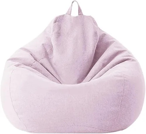 Vista 22 de SXBCyan Funda para puf, funda grande de lino y algodón, fundas para sofá, sillas, puff relax (color beige, blanco, funda, tamaño: M - 27.6 in)