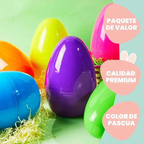 Vista 3 de JOYIN Huevos de Pascua gigantes de 10 pulgadas, 6 huevos gigantes de plástico brillante vacíos rellenables para relleno de Pascua, regalos