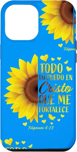 Vista 26 de Cristiano Español Regalo Mujeres Religioso Versículo de la Biblia Girasol Funda para iPhone 17