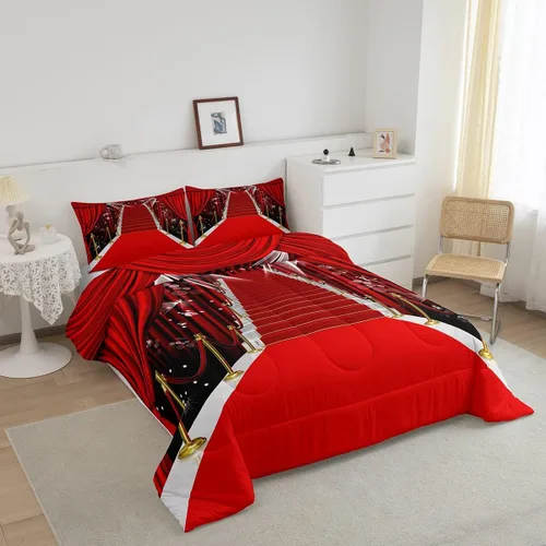 Vista 2 de jejeloiu Juego de edredón de cine para niños, tamaño King, juego de ropa de cama de cine nocturno para niños, niñas, adolescentes, decoración