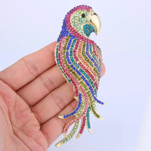 Vista 2 de EVER FAITH Colgante de broche de loro estilo vintage de cristal austriaco de 4,5 pulgadas