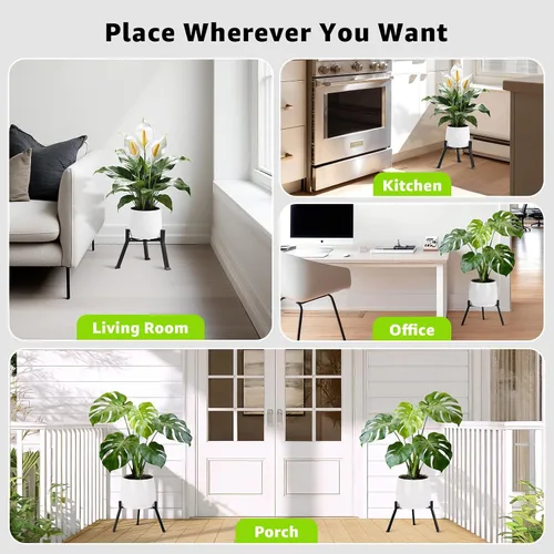 Vista 3 de Soporte de metal para plantas para interiores y exteriores, soporte de metal antioxidante, soportes de esquina estables para macetas de 5.9 a 8.7