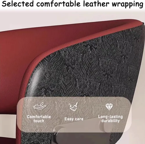 Vista 5 de YVYKFZD Juego de sillas de comedor, silla de comedor con patas de metal y respaldo curvo, sillas de cocina tapizadas de cuero, reposabrazos, silla