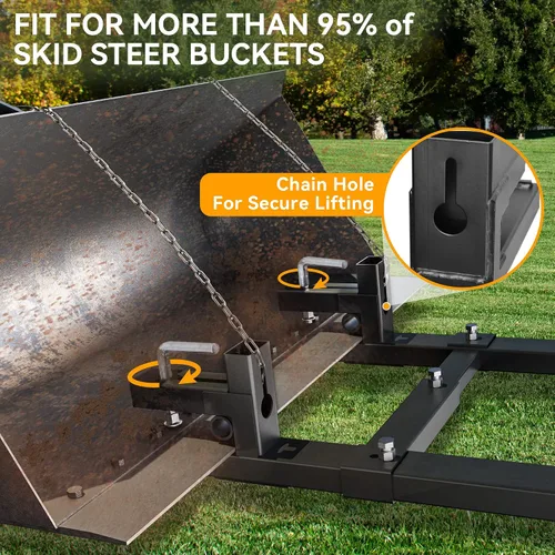 Vista 4 de YINTATECH Horquillas de tractor de alta resistencia con abrazadera de 43 pulgadas y 2000 libras con barra estabilizadora ajustable para accesorios