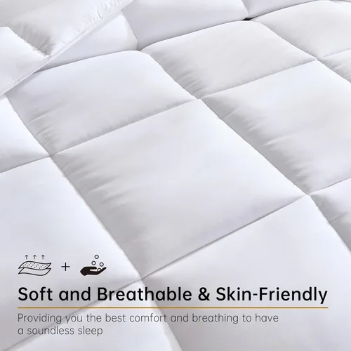 Vista 4 de Edredón Insert Queen Blanco, Edredón Alternativo de Plumón para Todas las Estaciones, Edredón de Ropa de Cama Acolchado Ultra Suave con 8 Pestañas
