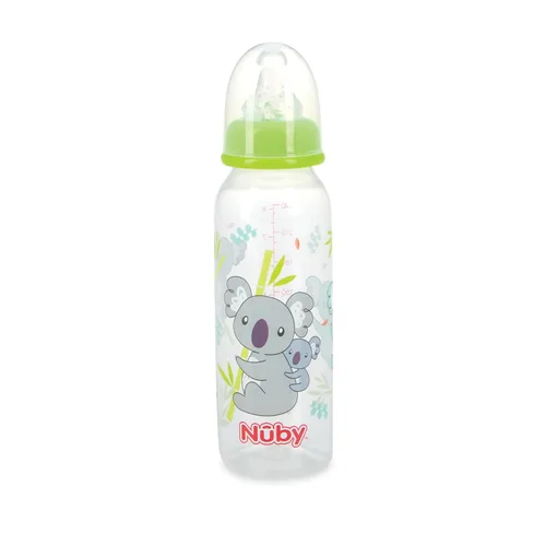 Vista 5 de Nuby Botella tintada de cuello estándar, 8 onzas, 1 paquete de 1 botella, los colores/patrones pueden variar