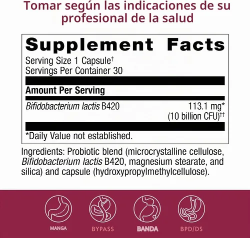 Vista 4 de Bariatric Advantage FloraVantage - Cápsulas de control, suplemento probiótico dirigido para pacientes de cirugía bariátrica para un apoyo