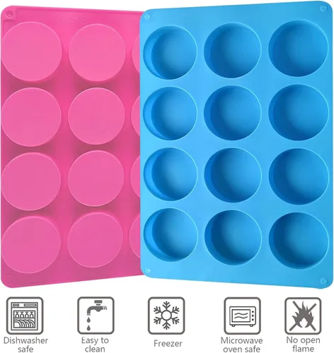 Vista 2 de Moldes de silicona para galletas de chocolate redondas, moldes de chocolate cilíndricos de 12 cavidades de SAGOOITS para oreo cubierto, galletas