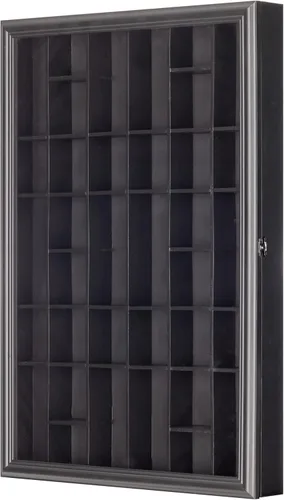 Vista 3 de Gallery Solutions - Negro montado en pared - Vitrina para vasos de chupito y curiosidades - Puerta de cristal de 17"x26" - Accesorios de bar