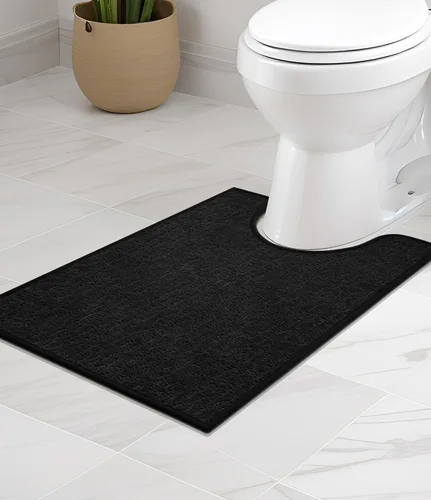 Vista 38 de Chakme Juego de 2 alfombras de baño ultrafinas, absorbentes, antideslizantes, lavables a máquina, color negro, 17 x 24 pulgadas / 17 x 30 pulgadas