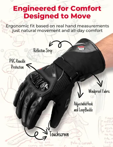 Vista 3 de Guantes para moto, invierno, para hombres y mujeres, impermeables