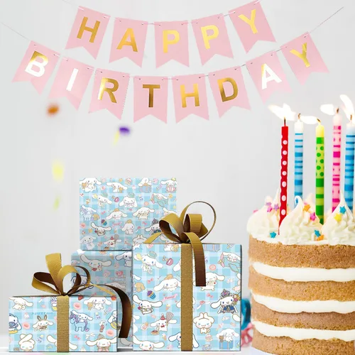 Vista 5 de EYQQM Paquete de 5 Papel de Regalo 20" x 30" Hojas de Papel Kraft Juego de Papel de Regalo de Calidad para Cumpleaños para Niños, Almacenamiento
