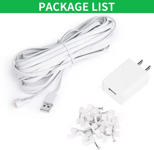 Vista 7 de wochel - Cable de alimentación compatible con Google Nest Cam para exteriores o interiores, batería, 30 pies, resistente a la intemperie, cable
