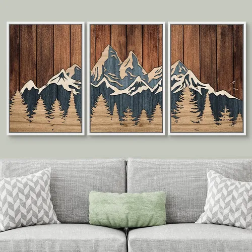 Vista 220 de SIGNWIN Lienzo enmarcado para pared, juego de arte de collage de hojas transparentes en blanco y negro, ilustraciones de naturaleza silvestre, arte