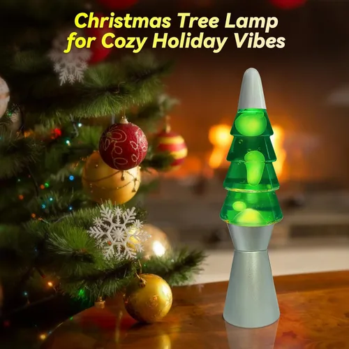 Vista 2 de Lámpara de movimiento líquida en forma de árbol, iluminación de ambiente, luz nocturna de 13.5 pulgadas con cera verde y blanca, lámpara