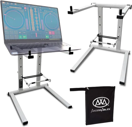 Vista 11 de AXA AXCESSABLES Soporte para portátil DJ con bolsa de viaje Soporte portátil plegable de aluminio para portátiles de hasta 15 pulgadas y 20 libras