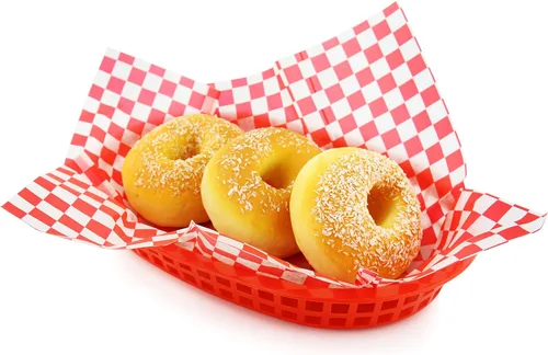 Vista 3 de New Star Foodservice Revestimientos para cestas de alimentos a cuadros rojos de grado restaurante, 12 x 12 pulgadas, juego de 36, papel encerado