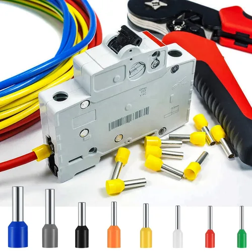 Vista 6 de Kit de 800 conectores de virola de alambre, AWG 22-10, kit de conectores de terminales de casquillo de cable con aislamiento de nailon de cobre