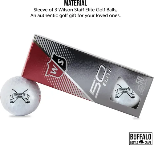 Vista 2 de Regalo de boda del padre del novio, funda de 3 pelotas de golf Wilson Staff Elite