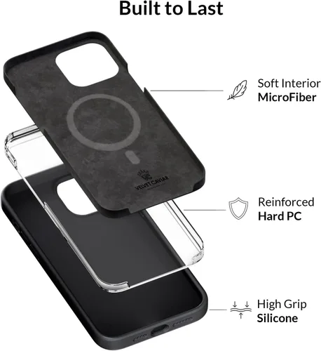 Vista 7 de VELVET CAVIAR Funda de silicona MagSafe compatible con iPhone 14 Pro Max, anillo magnético integrado, forro de microfibra